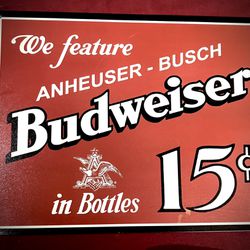 Metal/ Tin  Beer/ Bar Advertising Signs Lot Of 2 Budweiser 