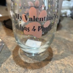 My Valentine Has Paws glass. Great gift. Price each