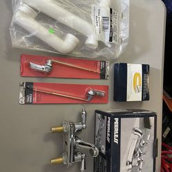 Box Of Plumbing Supplies- 4” New Faucet- All New