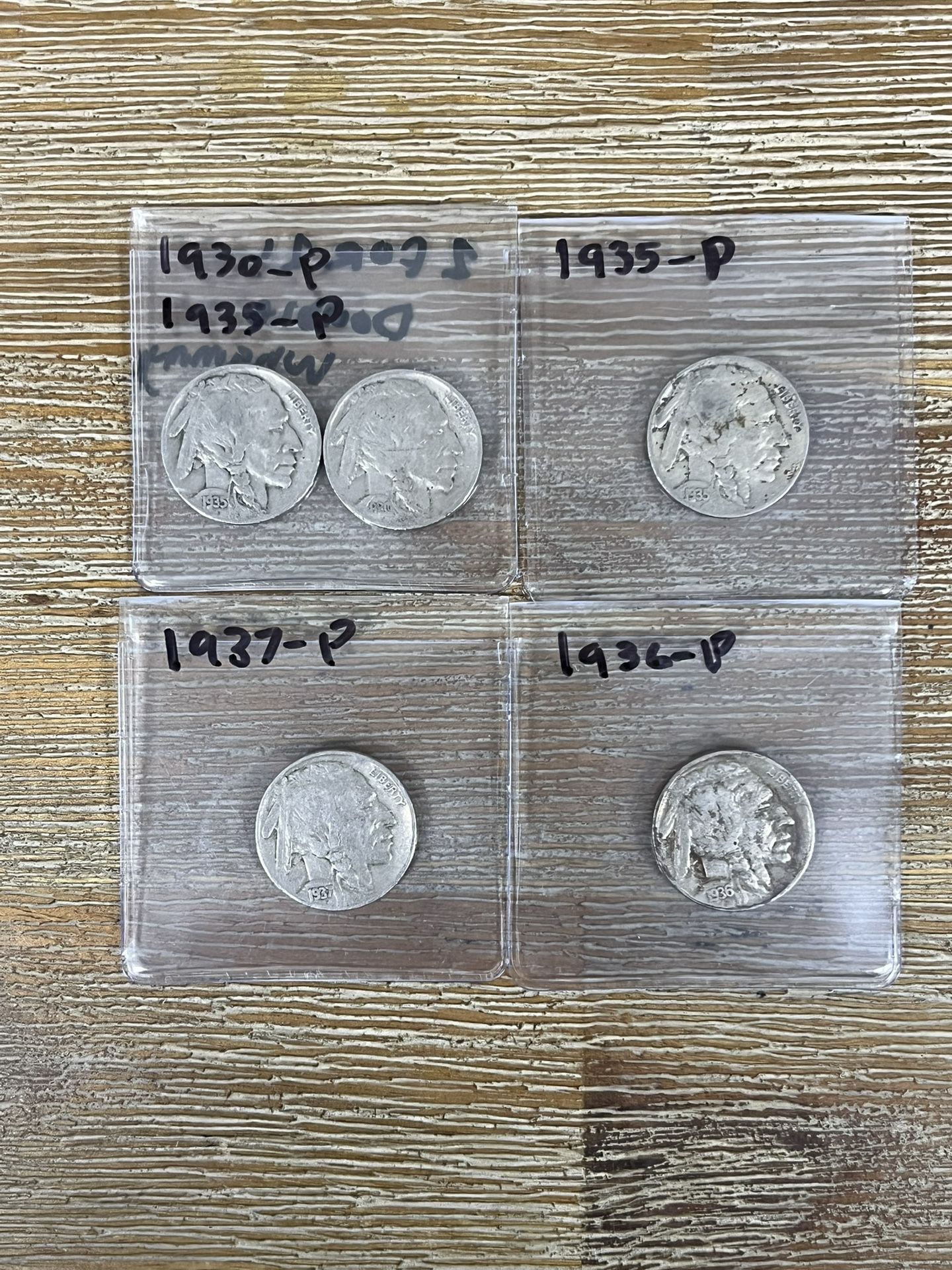 5x Buffalo Nickel 2x/1935 / 1936/ 1937 / 1930 Philly Coins