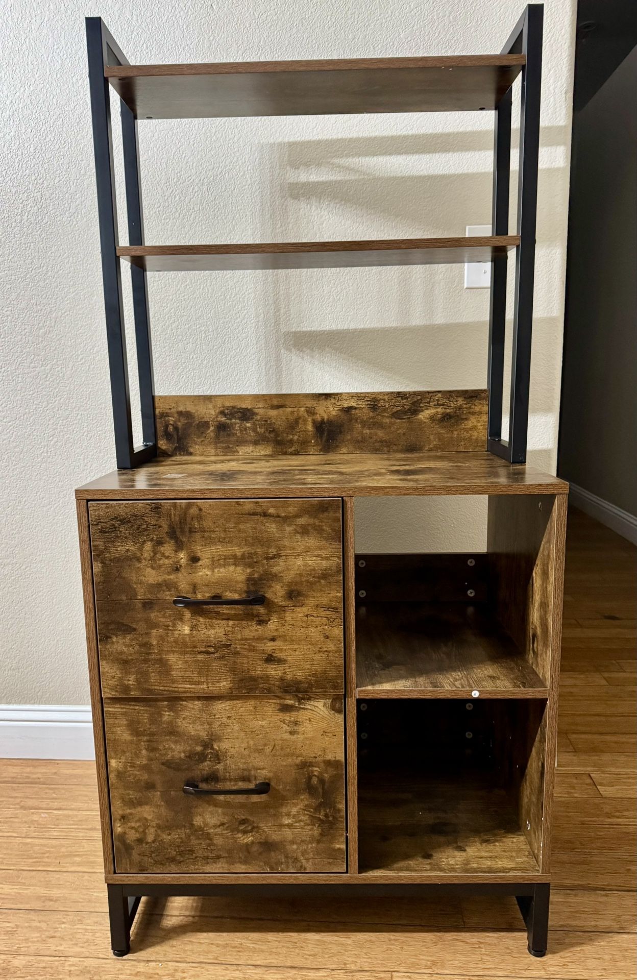 2 Drawer File Cabinet For Letter Size, Vertical Filing Cabinet With Bookshelf New!