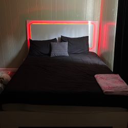 white bed frame with led light 