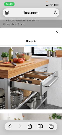 Stainless steel/bamboo kitchen island or work bench