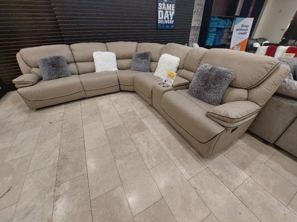 *Black Friday Now!!!*---Charming Alejandra Mocha Microfiber Reclining Sectional Sofa---Limited Stock!!!---Delivery/$10 Down Financing😉