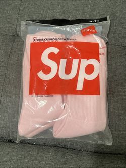 Supreme Hanes Crew Socks (4 Pack) Pink 