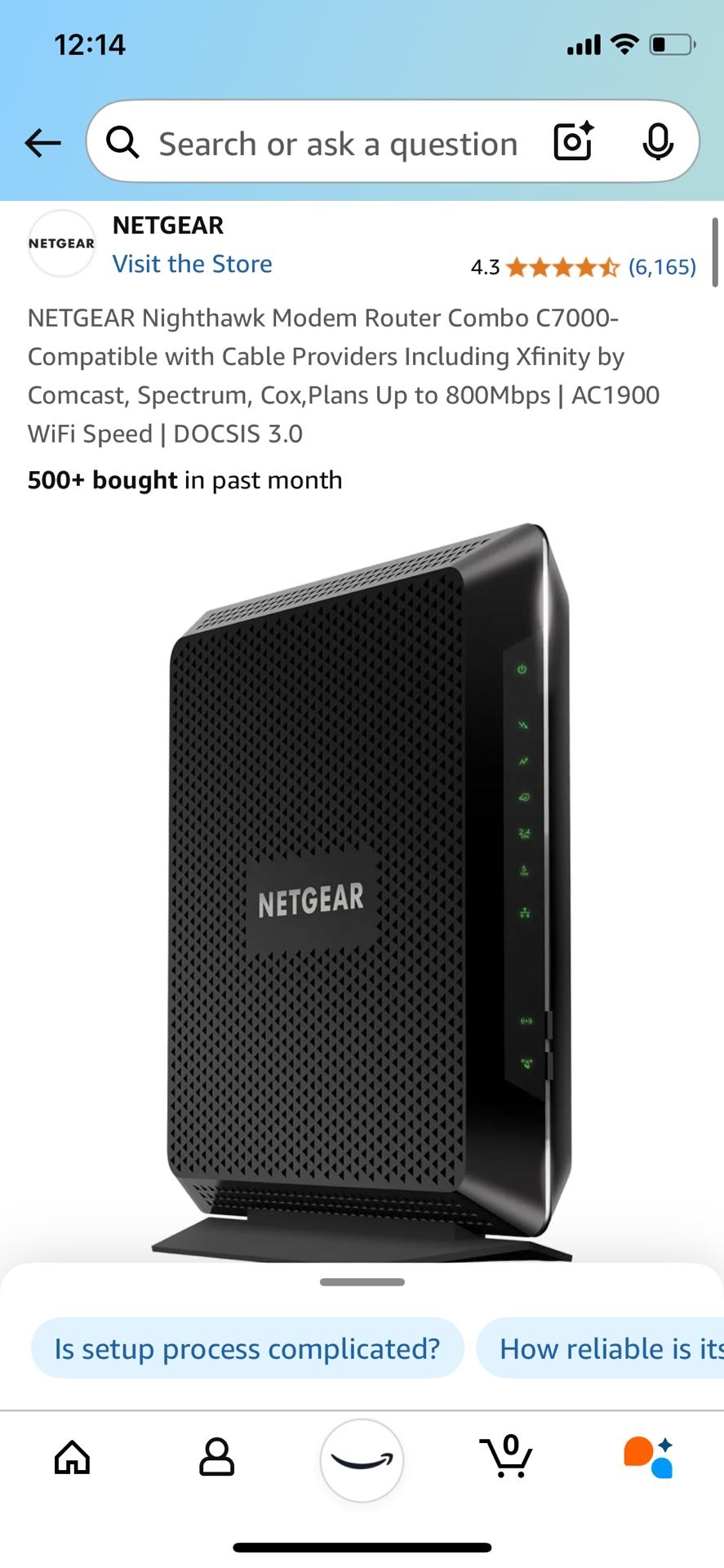 NETGEAR Nighthawk Modem Router Combo C7000-Compatible with Cable Providers Including Xfinity