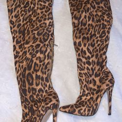 Cheetah knee high boots