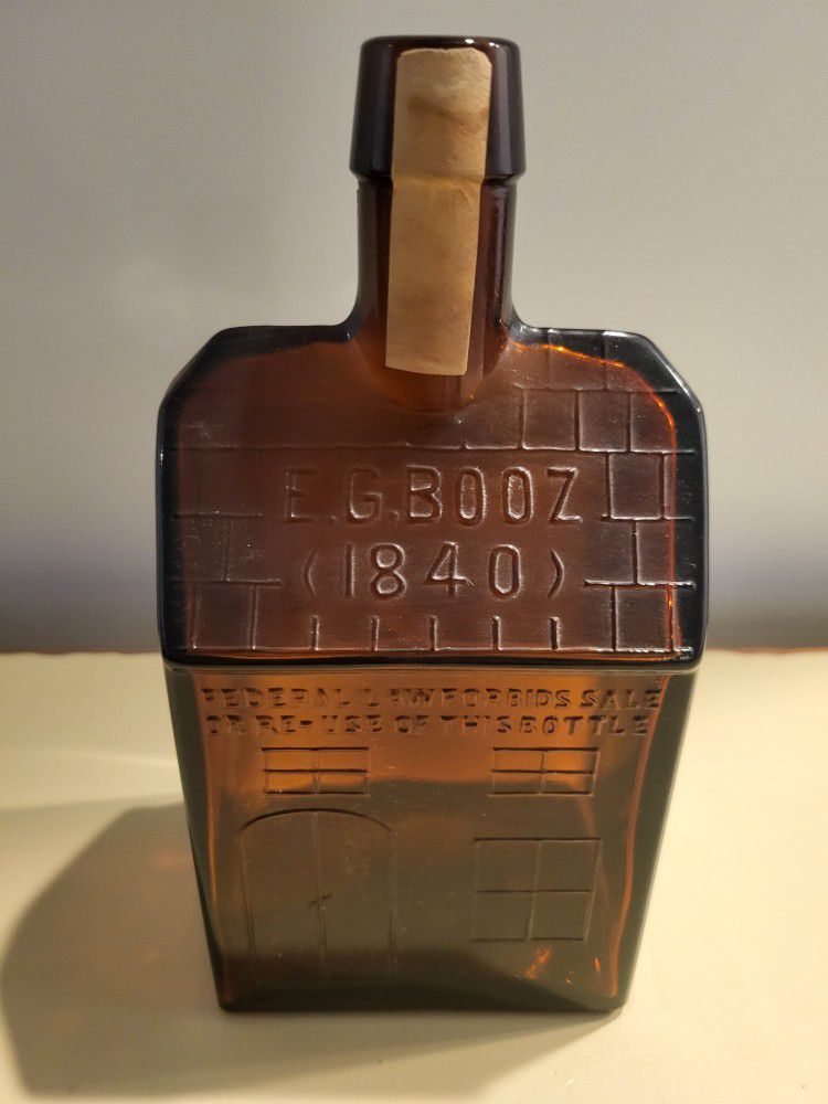 Amber Glass Whiskey Decanter EG Booz Liquor Bottle