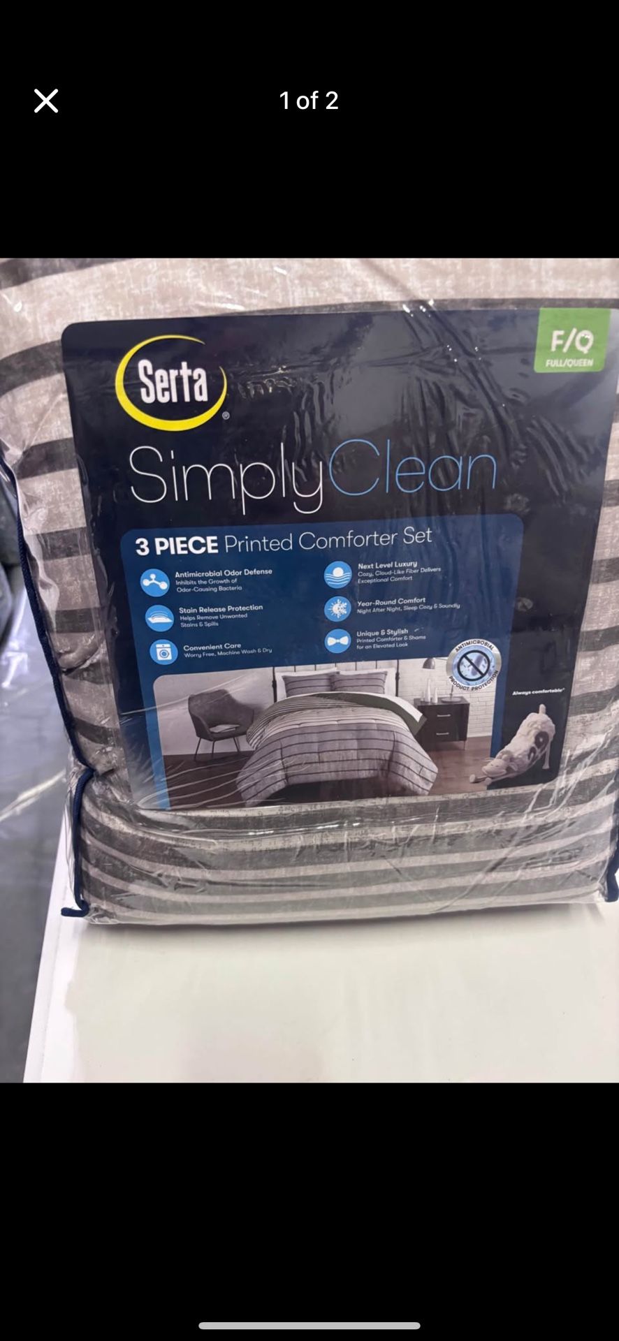 Simply Clean 3 Pc F/Q printed comforter set