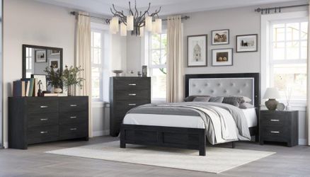 4pc Queen Black Bedroom Set 