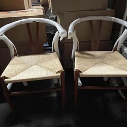 Weave -Metal Frame Mid-Century dining chairs, 2 ones In
