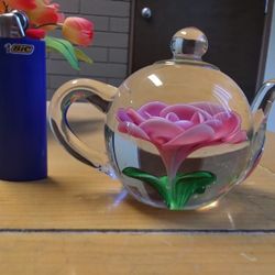 Teapot Glass Paperweight