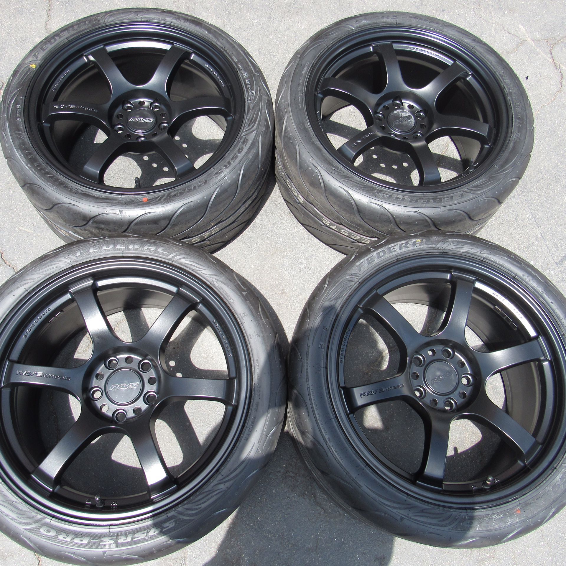 18” original rays wheels 18 inch semi gloss black rims rays wheels federal tires