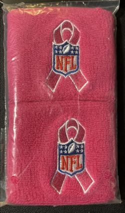 1 Pair NFL Wristbands Pink Breast Cancer Awareness 100% Cotton NFL Licensed Brand New