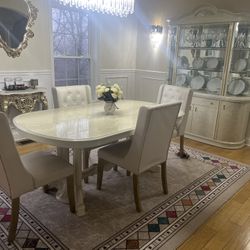 China Cabinet and Dining Room Table and Chairs 