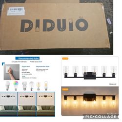 6 Light Bathroom Vanity Light, Matte Black Vanity Light Fixtures,