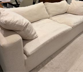 Beige sofa (Living spaces Utopia 96")