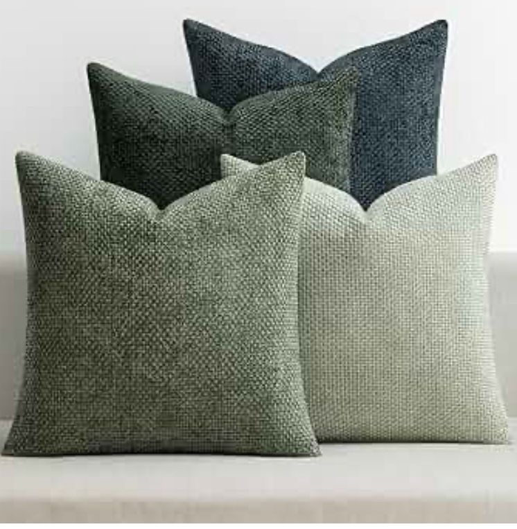 MIULEE 4 Pack 20βX20β Chenille Greens Farmhouse Boho Pillow Covers. Inserts Not Included.
