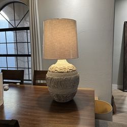Pair Of 2 Large Vintage Ceramic Lamps – Sculpted Tribal Texture – Set of 2 – $120 OBO