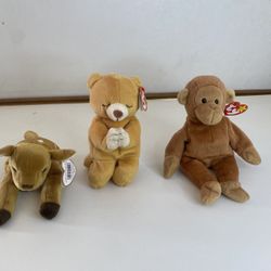 Set of 3 Ty Original Beanie Babies – Whisper, Hope & Bongo – Pre-Owned