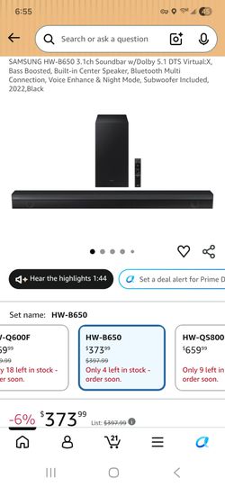 Brand new in box samsung b560 3.1 sound bar sound system with subwoofer and remote