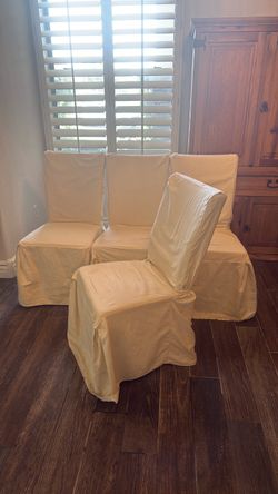 4 covered chairs