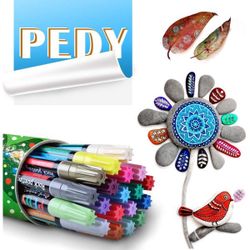 PEDY 22 COLORS PAINT MARKER PENS FOR ROCK PAINTING, METAL, STONE, CERAMIC, GLASS, WOOD, CANVAS PAINTING, PROFESSIONAL MEDIUM TIP, NON-TOXIC