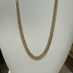 Two Tone Solid Gold Necklace 