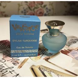 VERSACE pour femme DYLAN TURQUOISE Eau De Toilette EDT Mini Splash .17oz/5ml