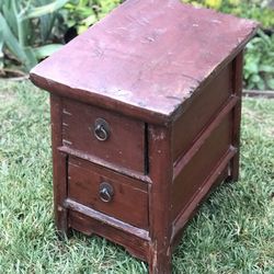 Small Wood Asian 2 Drawer Table Garden Stool Bench Stand 