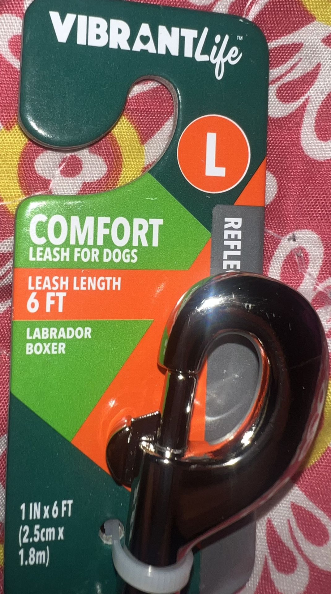 Vibrant Life Reflective Comfort Dog Leash. Large, Purple, 6ft x 1in