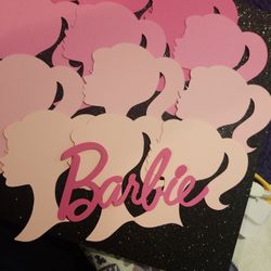 Barbie Head Cutouts in Pink Ombre for Birthday Decor