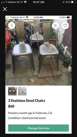 3 Stainless Steel Chairs