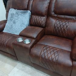 *Fall Sale Event!!!*---Mature Santiago Brown Leather Reclining Sofa/Loveseat Sets---Delivery And Financing🫶