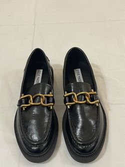 Steve Madden Karmine Loafer, Black Leather, Women Size7