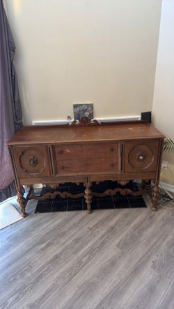 Vintage Solid Wood Spanish Revival Sideboard / Buffet