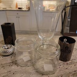 Candle Holders, Vase, And Jars