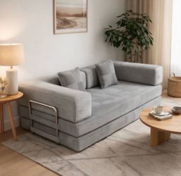 Chic Low-Profile Corduroy Modular Sofa (Orange and Light Gray Available)