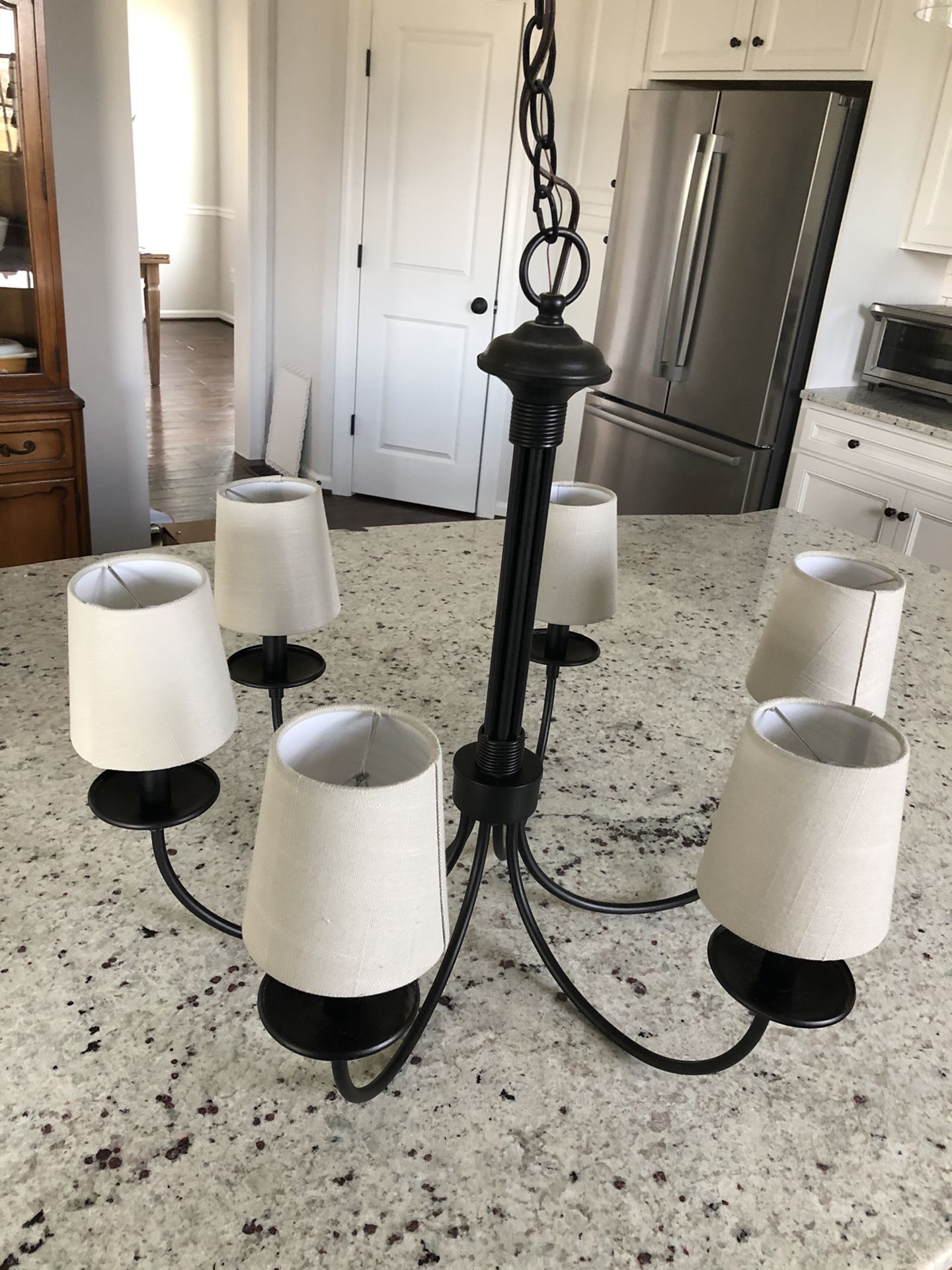 Chandelier light fixture - shades and LED bulbs included