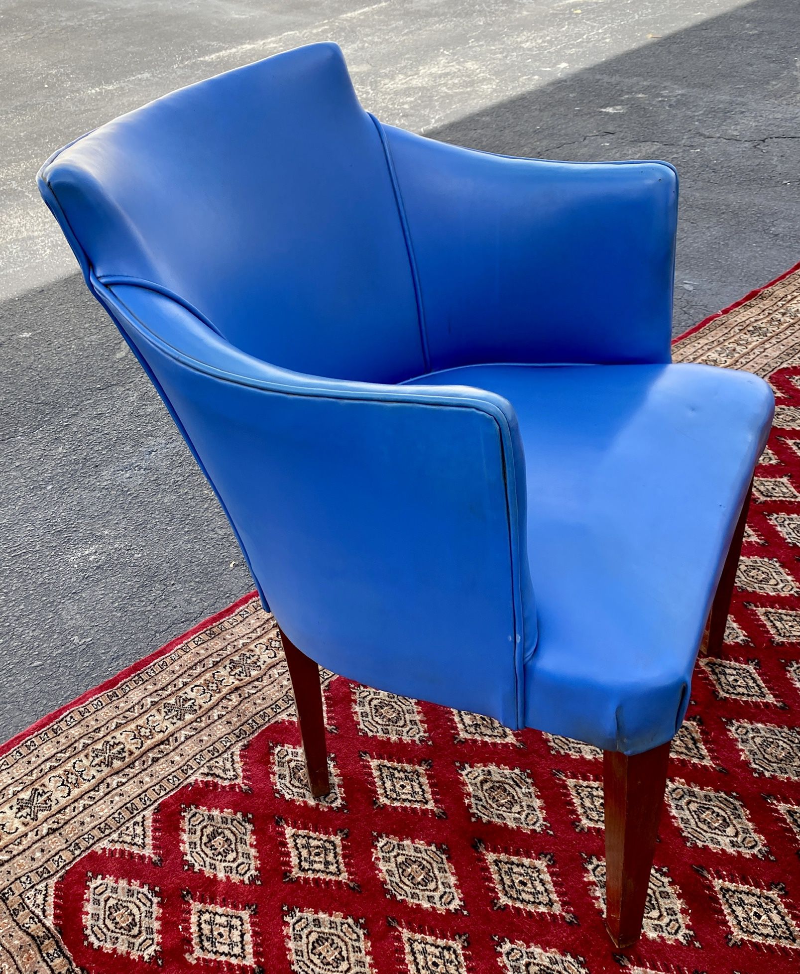 Mid Century Modern Blue Chair & Ottoman