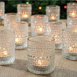 Votive Candle Holders for Home Decor, Clear Glass DIY Wax Filling Tealight Candle Holders, Tea Light Candle Holders for Wedding Home Table Decoration