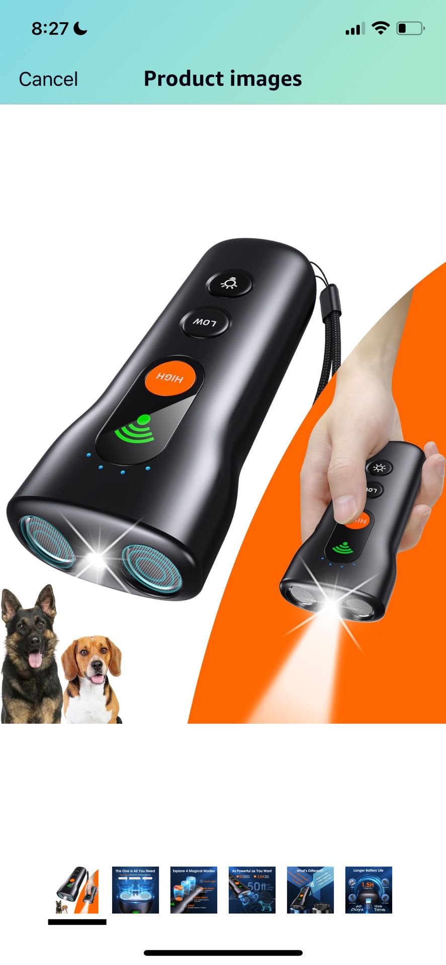 Dog Bark Deterrent Devices 3 in 1,Anti Barking Device for Dogs Dual Sensor,Rechargeable Ultrasonic Dog Bark Deterrent 50FT with High Low Mode,Portable
