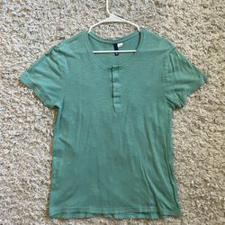 Divided by H&M Aqua Green Men’s T-Shirt Button Up Size Small