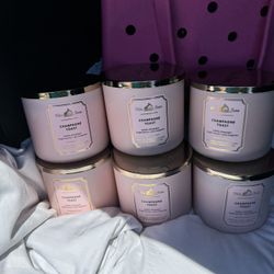 6 Bath & Body 3 Wick candles All New 