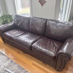 Riveted Leather Sofa Set (3+2) Brown 