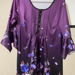 Women’s Purple Tunic With Flowers - Size M