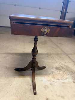 Vintage Mahogany Pedestal Side Table with Single Drawer