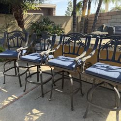 Cast Iron Swivel Patio Bar Stools With Cushions