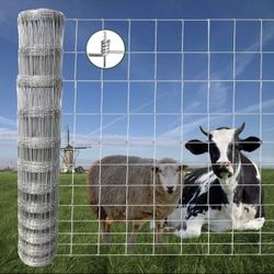 6ft x 100ft Galvanized Wire Fencing, Heavy Zinc Coating Cattle Fence Used to Hog Goat Fencing for Yard and Garden