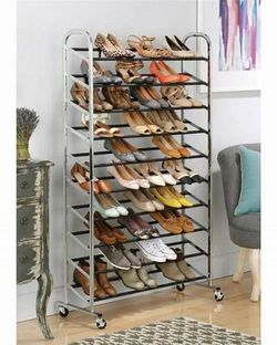 HDX (Home Depot) Chrome “Rolling” 10 Shelf Shoe Rock